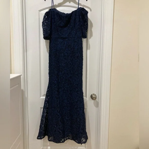 Xscape Lace dress size 6 NWOT Navy - Picture 4 of 7
